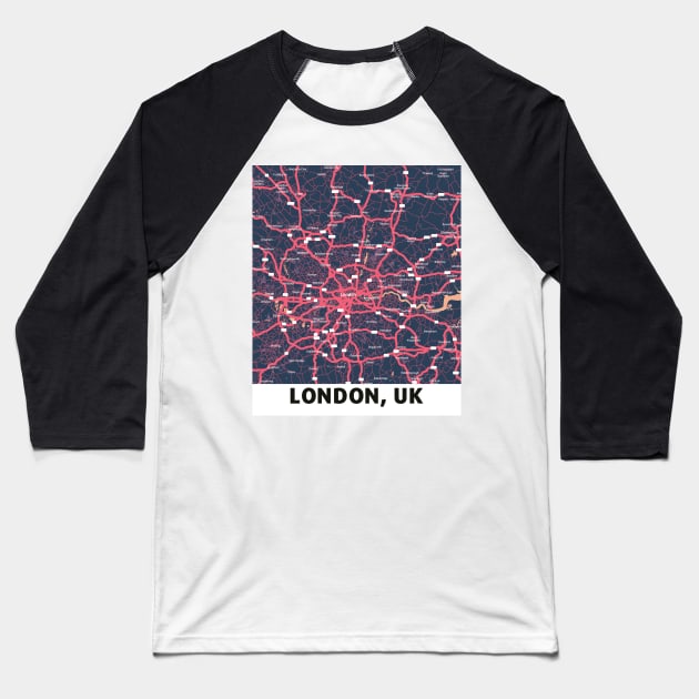 London map Baseball T-Shirt by IOANNISSKEVAS